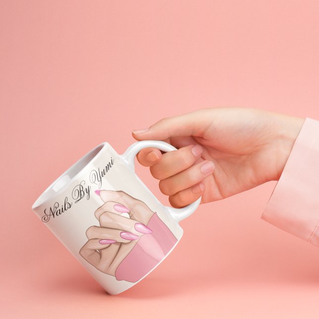 Elegant Stylish Pink Nails Script Beauty Salon  Mug (Creator Uploaded)