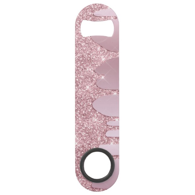 Elegant stylish pink rose gold glitter drips (Back)