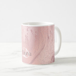 Elegant stylish pink rose gold glitter marble coffee mug
