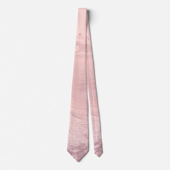 Elegant stylish pink rose gold glitter marble tie (Front)