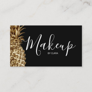 Elegant stylish pretty gold pineapple makeup business card