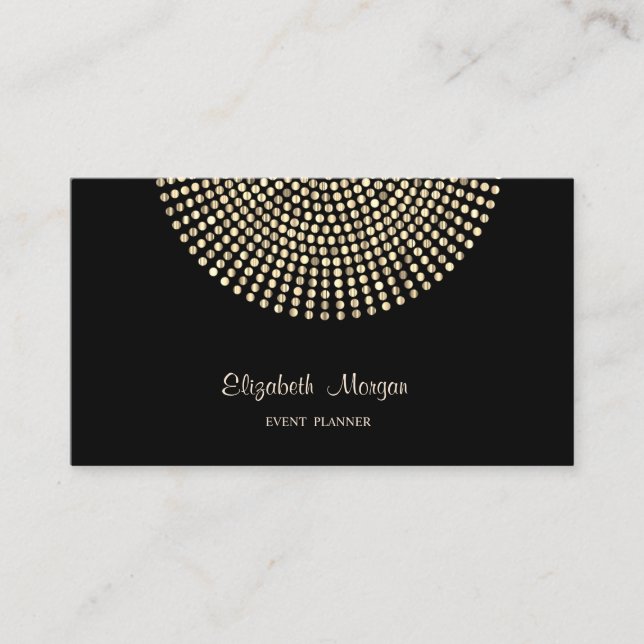 Elegant Stylish Professional,Black,Gold Dots Business Card (Front)