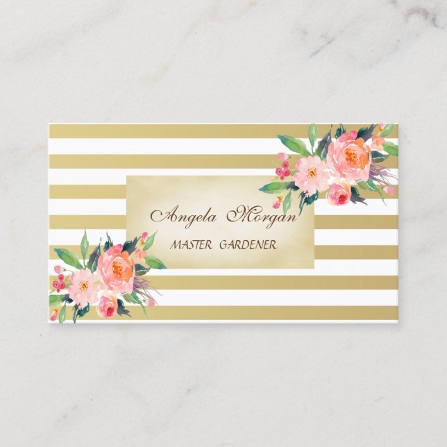 Elegant Stylish Professional Floral Business Card (Front)