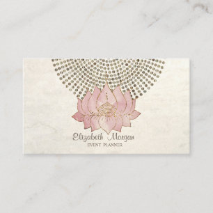 Elegant Stylish Professional,Gold Dots Lotus Business Card