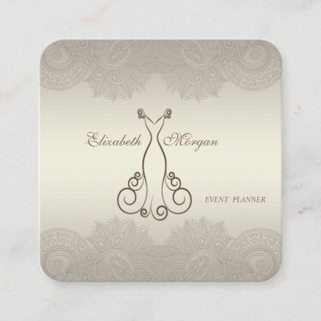 Elegant  Stylish Professional,Lace,Dress Square Business Card (Front)