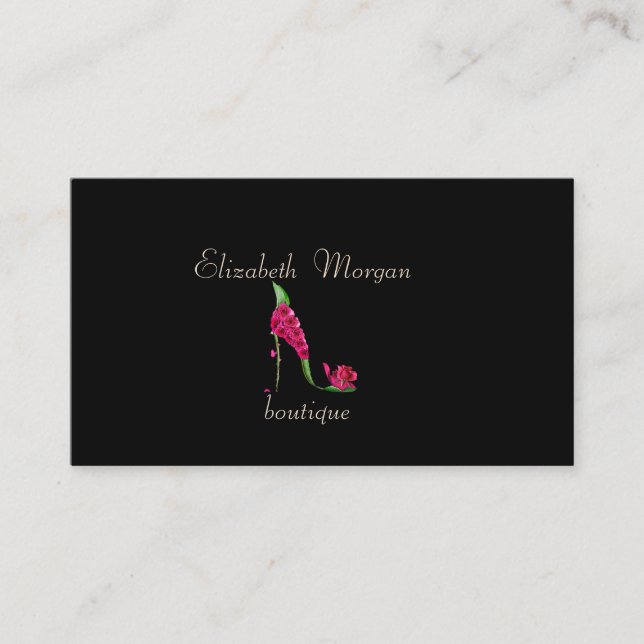 Elegant Stylish Proffesional  Black-Heel Business Card (Front)