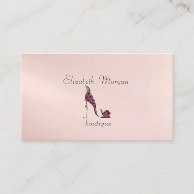 Elegant Stylish Proffesional - Floral Heel Business Card (Front)