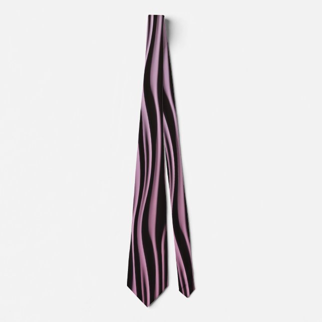 Elegant & Stylish Purple & Black Waves Tie (Front)