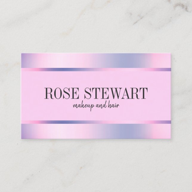Elegant stylish purple holographic makeup and hair business card (Front)