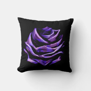 Elegant & Stylish Purple Neon Rose Striking Floral Cushion