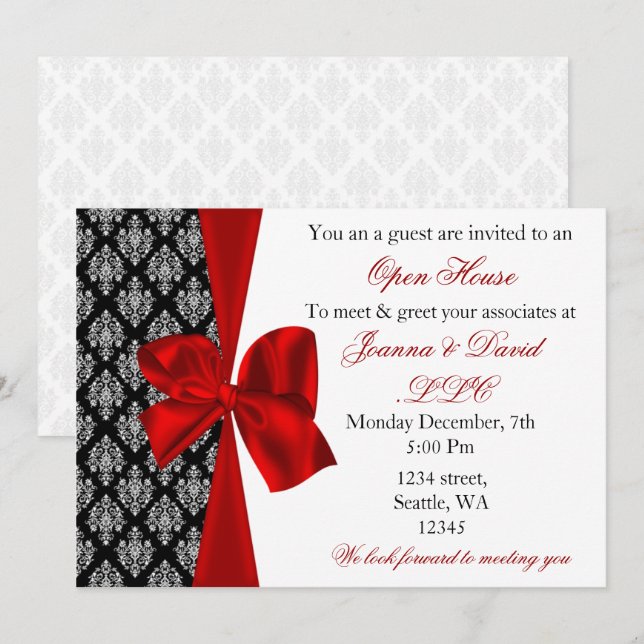 elegant stylish red Corporate party Invitation (Front/Back)