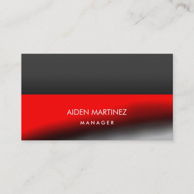 Elegant Stylish Red Dark Grey Professional Business Card (Front)