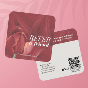Elegant Stylish Red Tulip Abstract Pattern Referral Card