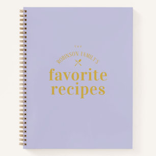 Elegant Stylish Retro Lilac Blank Recipe Notebook