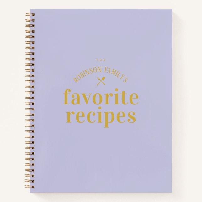 Elegant Stylish Retro Lilac Blank Recipe Notebook (Front)