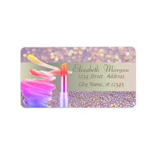 Elegant Stylish Romantic,Glitter Bokeh,Lipstick Label