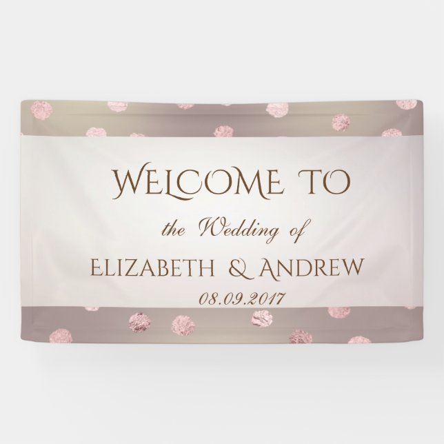 Elegant Stylish Rose Gold Confetti  Wedding Banner (Horizontal)