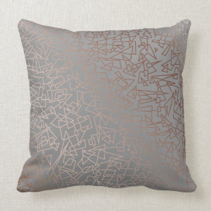 Elegant stylish rose gold geometric pattern grey cushion