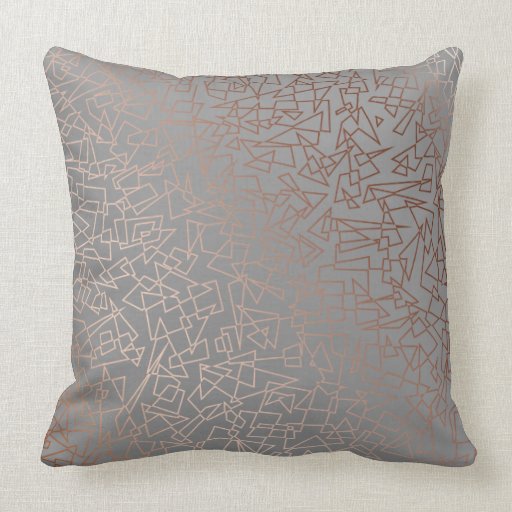 Image of Elegant stylish rose gold geometric pattern grey Cushion