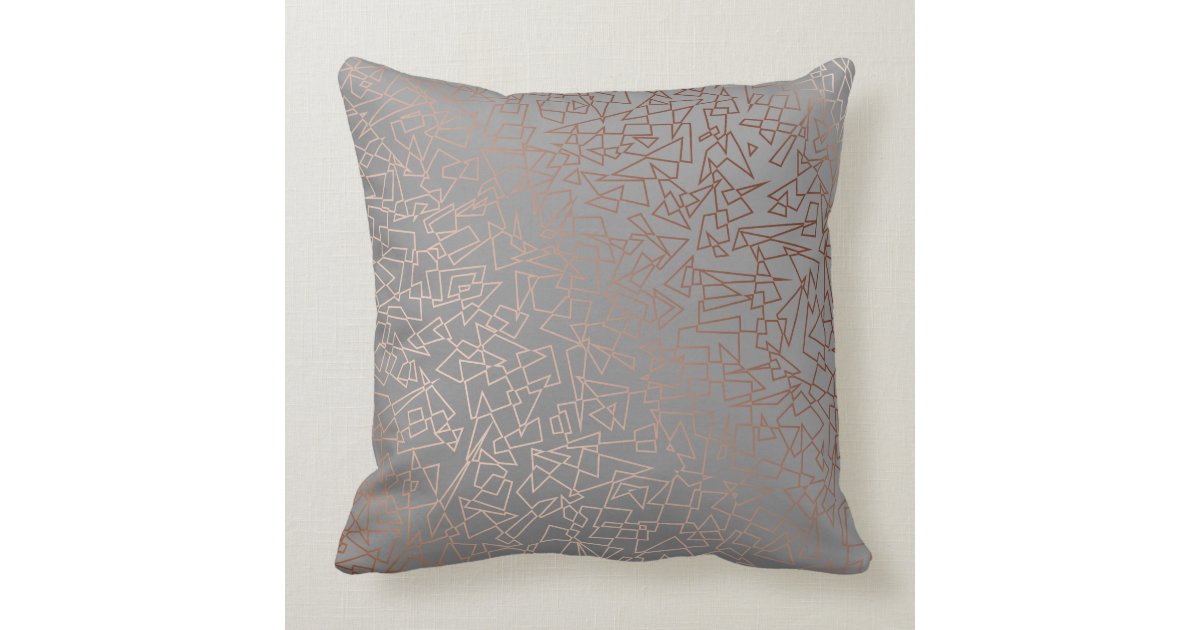 Elegant stylish rose gold geometric pattern grey cushion Zazzle.co.uk