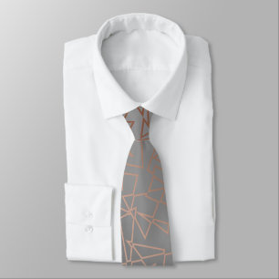 Elegant stylish rose gold geometric pattern grey tie