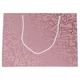 Elegant stylish rose gold geometric pattern pink large gift bag