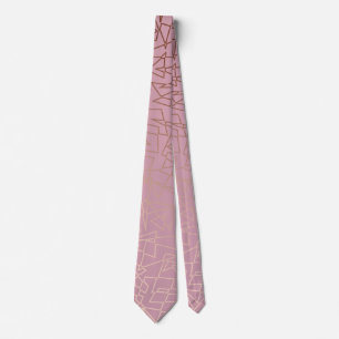 Elegant stylish rose gold geometric pattern pink tie