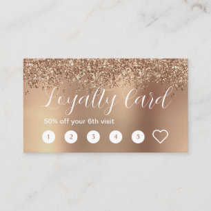 Elegant stylish rose gold glitter makeup & hair  loyalty card