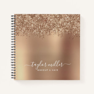 Elegant stylish rose gold glitter makeup & hair  notebook