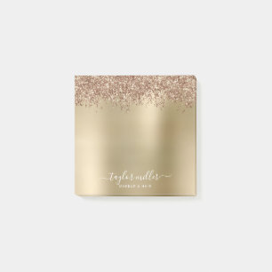 Elegant stylish rose gold glitter makeup & hair post-it notes