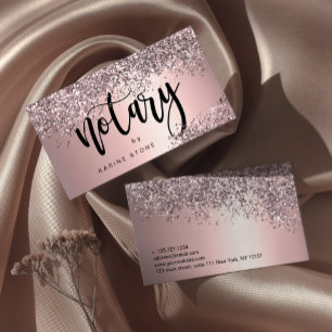 Elegant stylish rose gold glitter metallic notary  business card