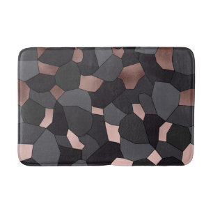Elegant stylish rose gold grey and black mosaic bath mat