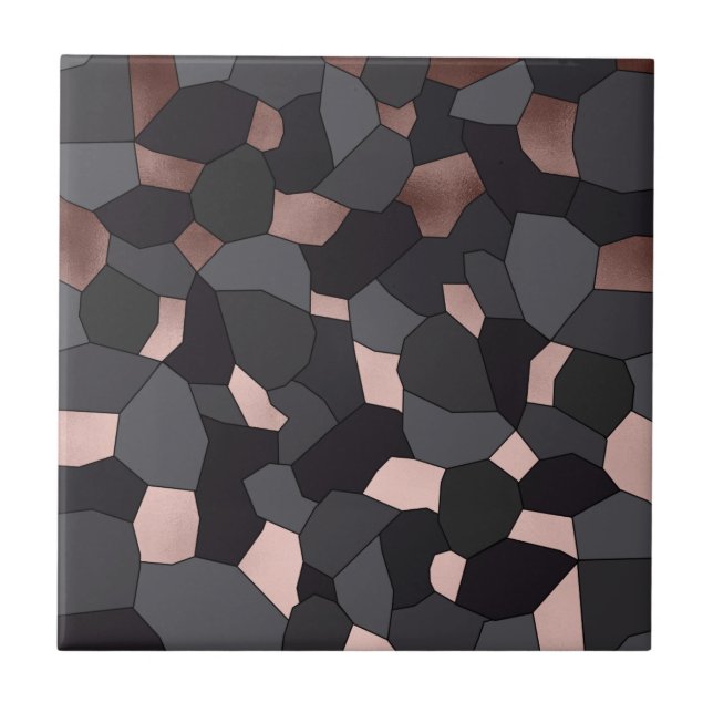 Elegant stylish rose gold grey and black mosaic tile (Front)