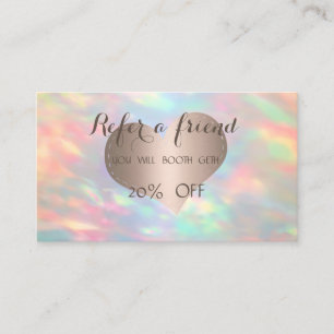 Elegant Stylish Rose Gold Heart Opal Referral Card