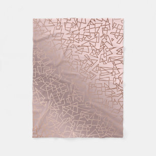Elegant stylish rose gold pink geometric pattern fleece blanket
