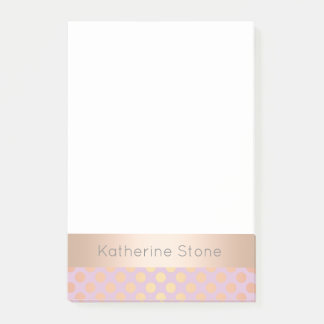 Elegant stylish rose gold polka dots pattern pink post-it notes