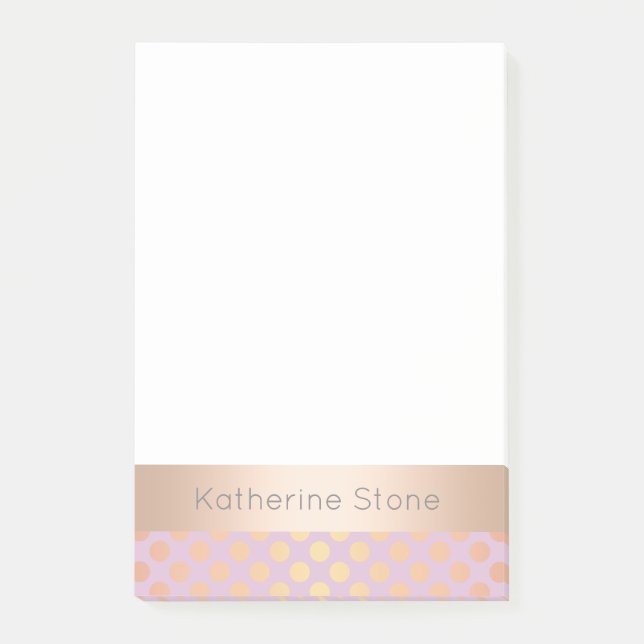 Elegant stylish rose gold polka dots pattern pink post-it notes (Front)