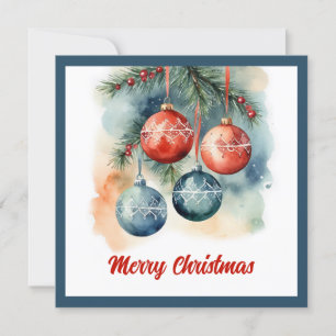 Elegant Stylish Rustic Watercolor Christmas Tree Holiday Card