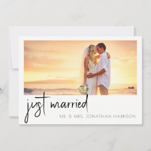 Elegant Stylish Script 4 Photo Just Married Eloped Invitation