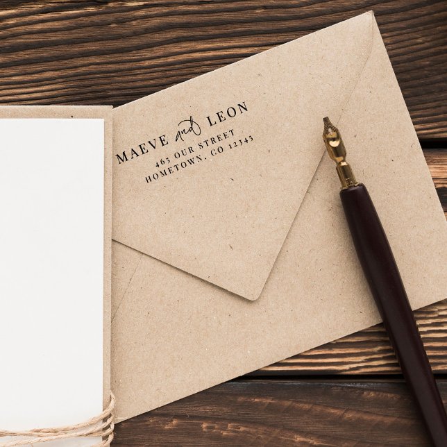 Elegant Stylish Script Modern Chic Wedding Couple Self-inking Stamp (Creator Uploaded)