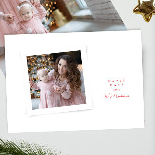 elegant stylish script red white happy days photo holiday card