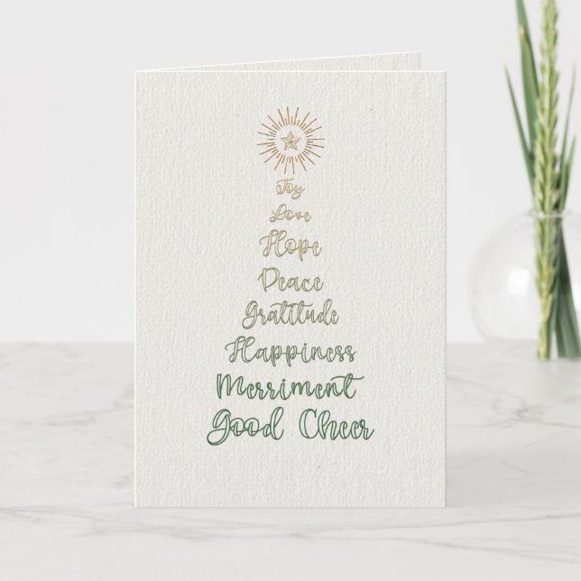 Elegant Stylish Script Typography Christmas Tree Holiday Card (Front)