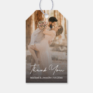elegant  stylish script wedding photo thank you gift tags
