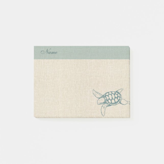 Elegant stylish sea turtle personalised post-it notes (Front)