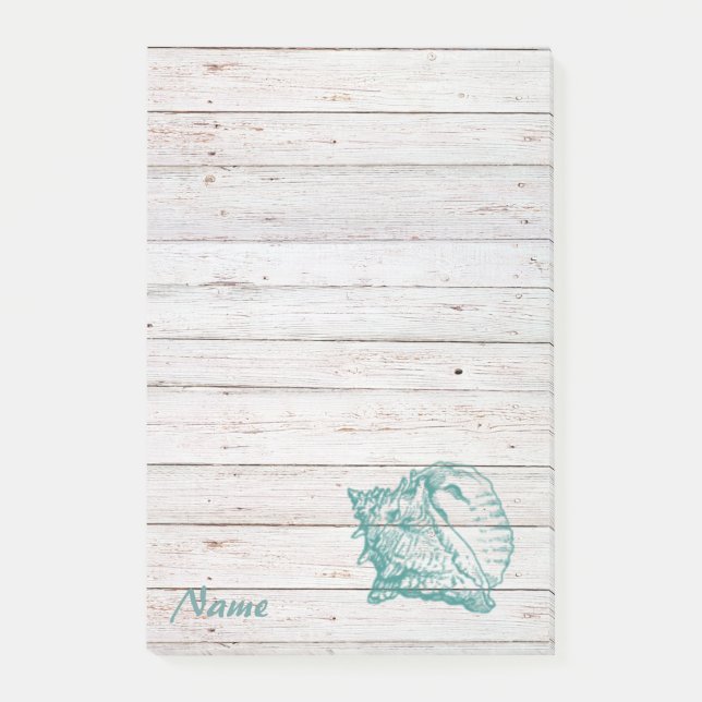 Elegant stylish seashell wood texture personalised post-it notes (Front)