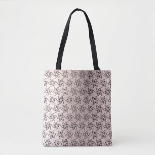 Elegant Stylish Shiny Chic Black & Purple Flowery Tote Bag