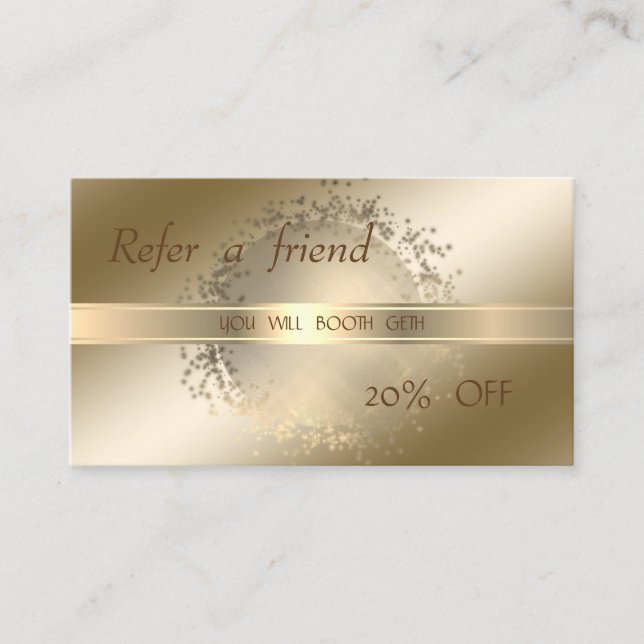 Elegant Stylish ,Shiny,Faux Gold  Referral Card (Front)