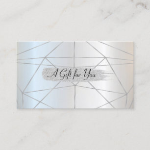 Elegant Stylish Silver, Geometric, Stripes Discount Card