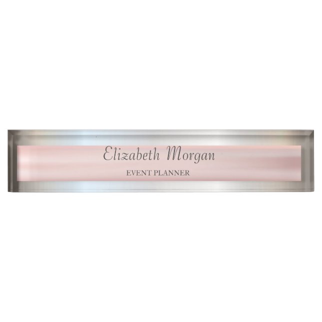 Elegant Stylish Silver, Stripe Nameplate (Front)