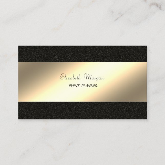 Elegant Stylish Simple,Black,Faux Gold Business Card (Front)